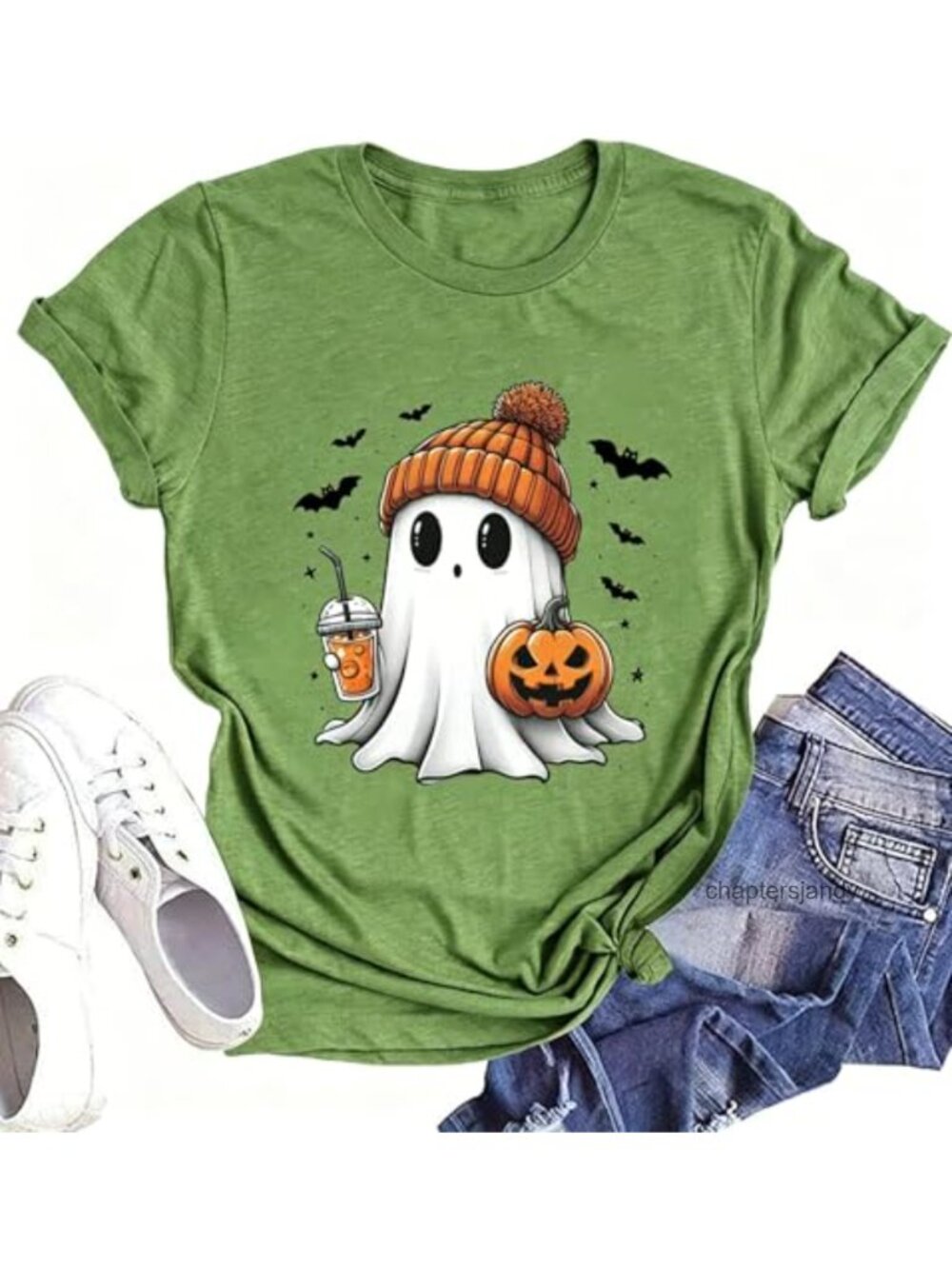 Halloween Pumpkin Graphic Tee Women Short Sleeve Crew Neck T-Shirt